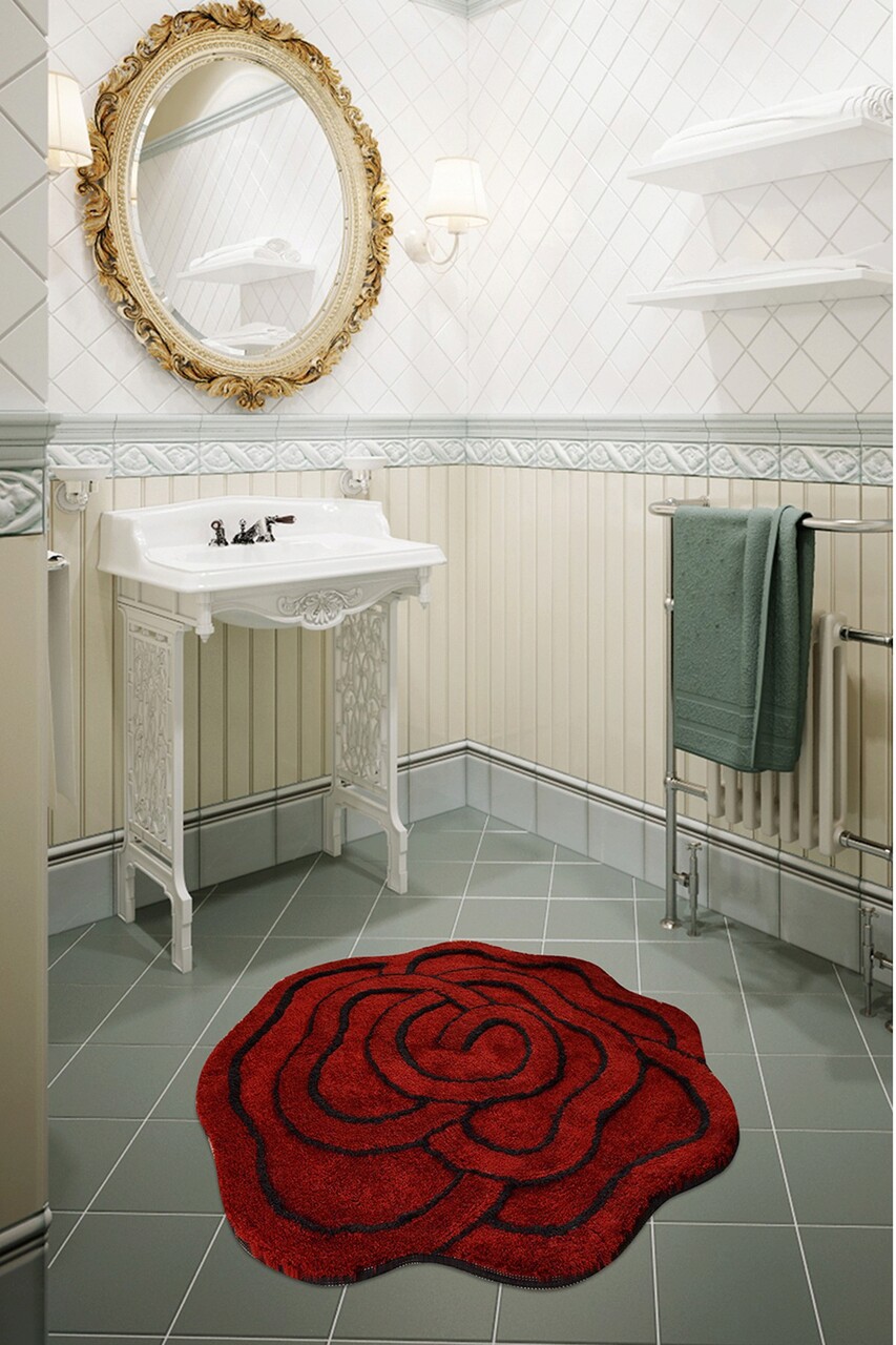 Covoraș de baie acrilic, L'essentiel Maison, Big Rose, Rosu - imagine 4